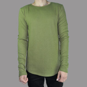 Camiseta Waffle Cuello Redondo Verde Manga Larga