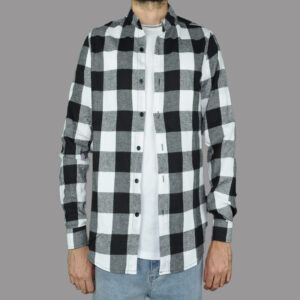 Franela Cuello Chino Blanco con Negro