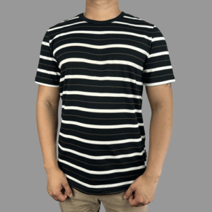 Camiseta Negra Rayas Blancas y Cafe