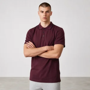 Camiseta Tipo Polo Vino Dos Rayas Negras
