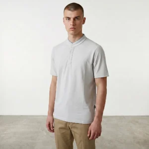 Camiseta Cuello Chino Blanca Cuello Gris